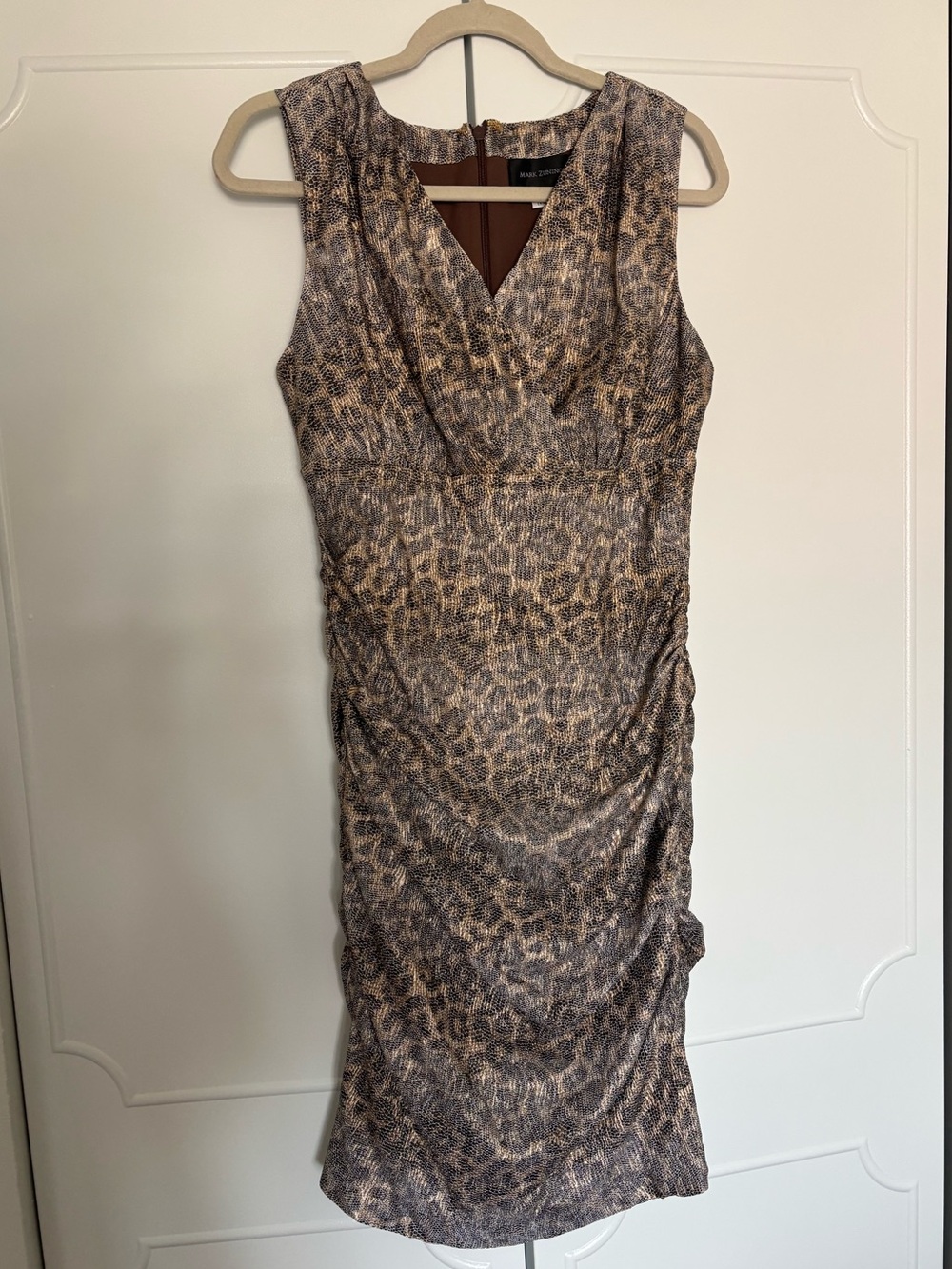 Sleeveless y2k Leopard Print Midi Dress - Brown by Mark Zunino